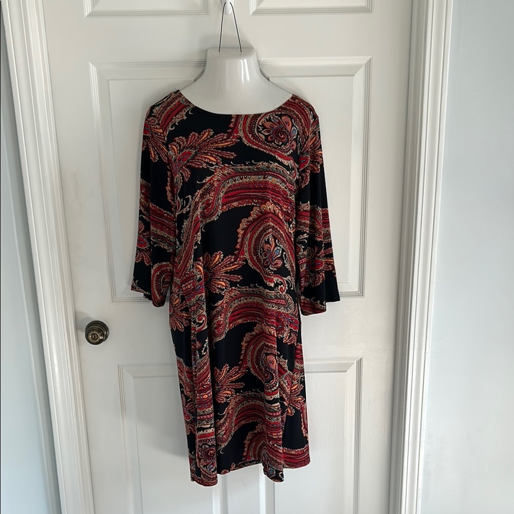 Paisley Print Black and Red Dress